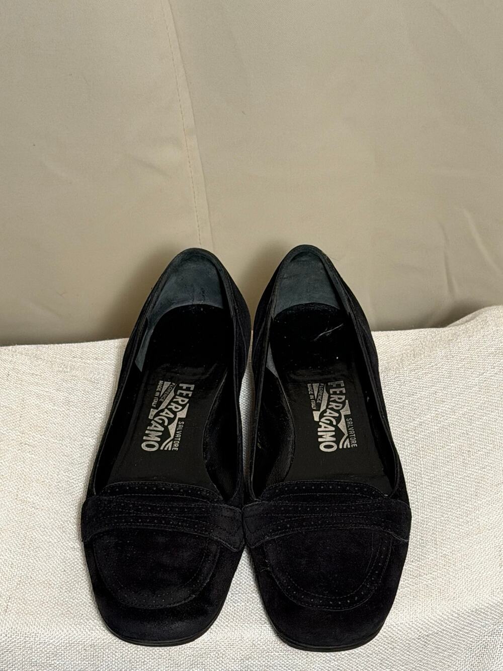 Salvatore Ferragamo Vintage Black Suede Loafers – Made in Italy – Women’s US 8.5
